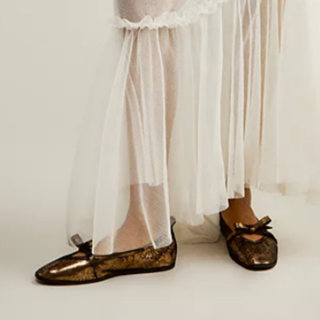New Free People Mania Bow Flats / Bronze Age Metallic 266 3s7m?